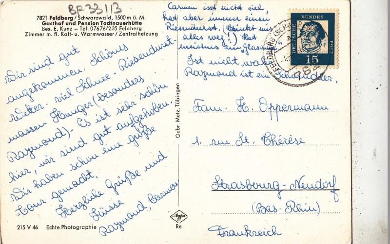 BF33113 feldberg schwarzwald gasthof und pesion germany front/back image