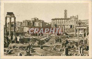 Old Postcard Roma Foro Romano con il Tempio di Castore e Dolluce e Basilica G...