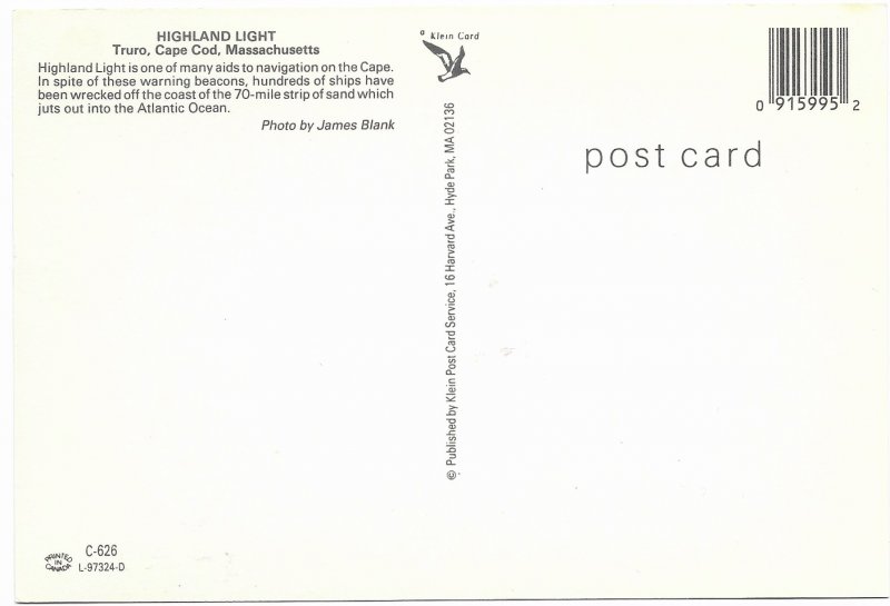 US Cape Cod.  Highland. North Truro.  Beautiful.  unused.