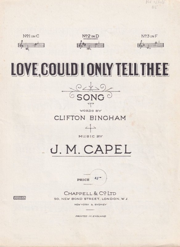 Love Could I Only Tell Thee JM Capel The Geisha Olde Sheet Music