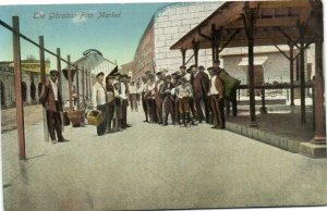 PC GIBRALTAR, THE GIBRALTAR FISH MARKET, Vintage Postcard (b30342)