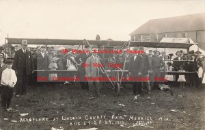 WI, Merrill, Wisconsin, RPPC, 1913 Lincoln County Fair, Bi-Plane, Leisman Photo