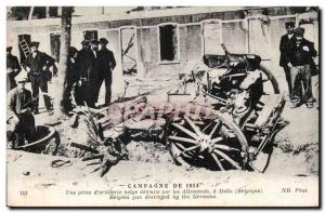 Old Postcard Militaria 1914 Country A Piece of Belgian artillery destroyed by...