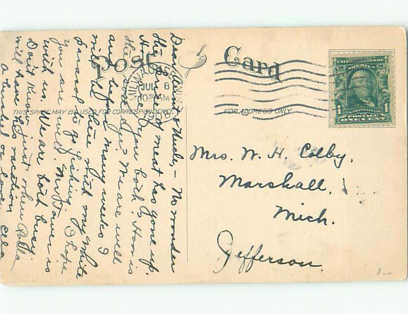 Pre-Linen Comic skating MAN SKATES OVER DOG'S TAIL AB9403