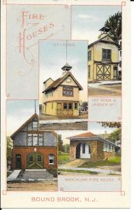 Vintage Bound Brook New Jersey Fire House Postcard