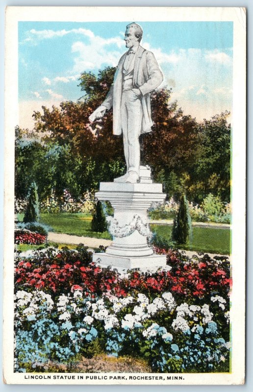 c1910s Rochester, MN Abraham Lincoln Statue PC Public Mayo Park Sculpture A274