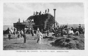 La Trilla Argentina Camp Workers Farming Real Photo Antique Postcard K16753