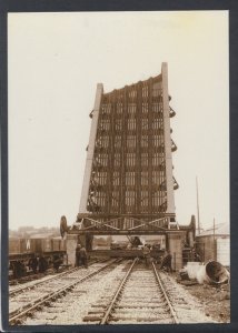 History Postcard - Installation of Bascule Bridge at Carmarthen, Wales  RR6842