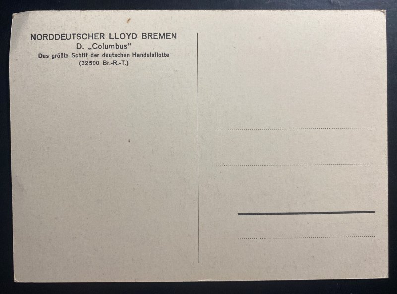 Mint Picture Postcard Germany Lloyd Bremen Express SS Columbus Steamer