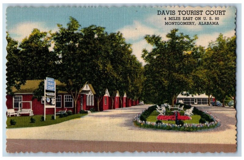 Montgomery Alabama Postcard Davis Tourist Court Exterior c1940 Vintage Antique