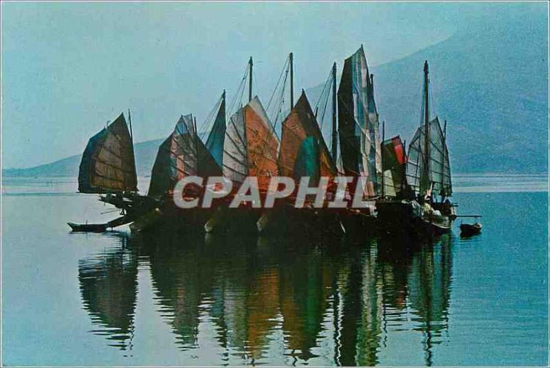  Modern Postcard Hong-Kong Chinese Junks Castle Peak Boats