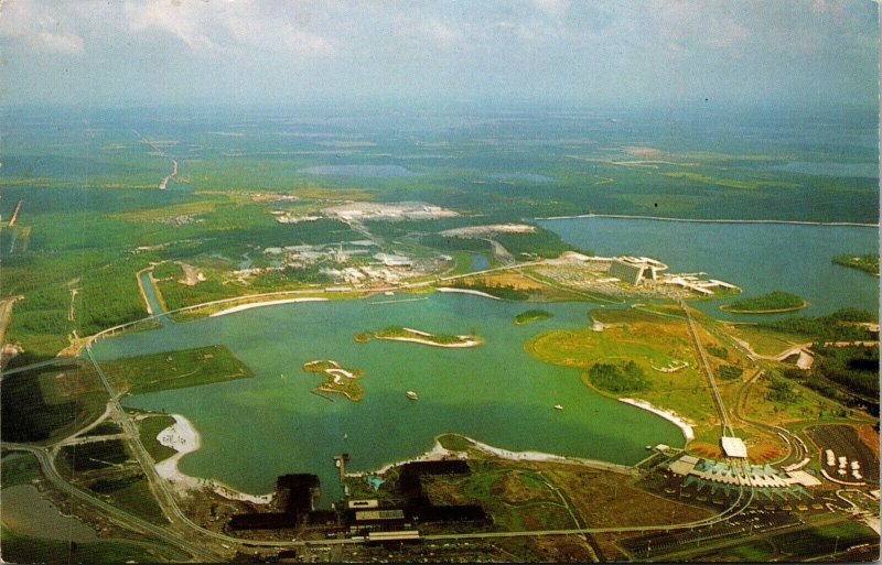 Vtg Walt Disney World Aerial View Bay Lake Monorail Seven Sea Lagoon FL Postcard