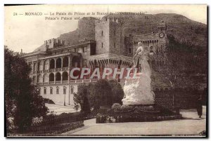 Old Postcard Monaco The Prince's Palace and the Statue of & # 39oceanographie