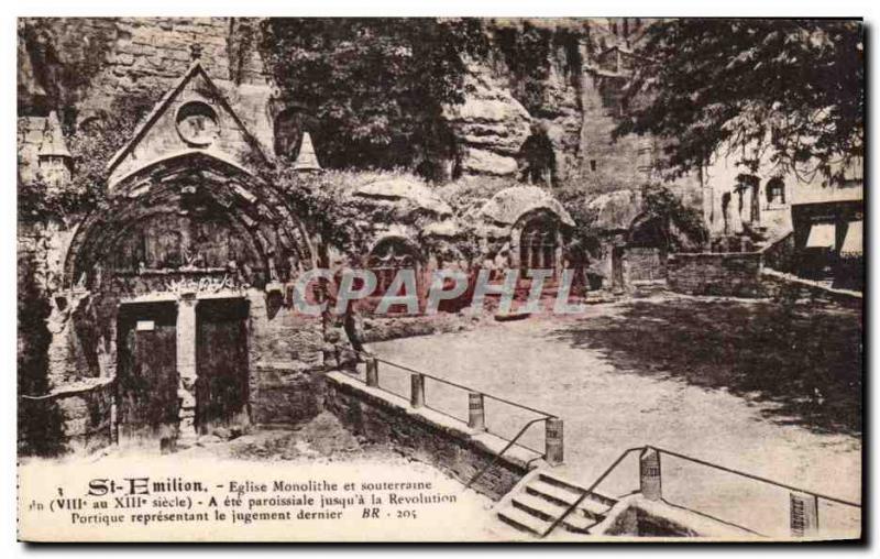 Old Postcard Libourne Saint Emilion near Church monolith and underground