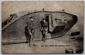 Postcard WW1 Era Military The Tank Bank After Business Hours Valentines Series