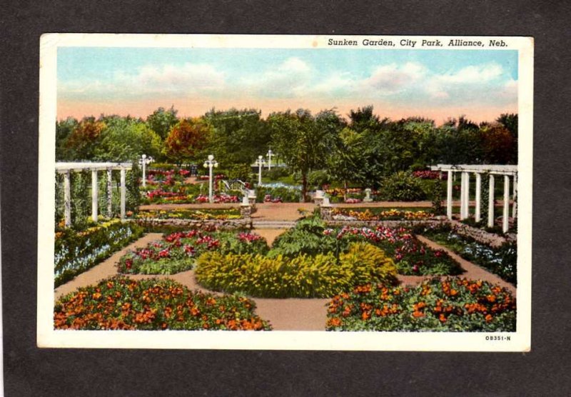 NE City Park Sunken Garden Alliance Nebraska Vintage Postcard