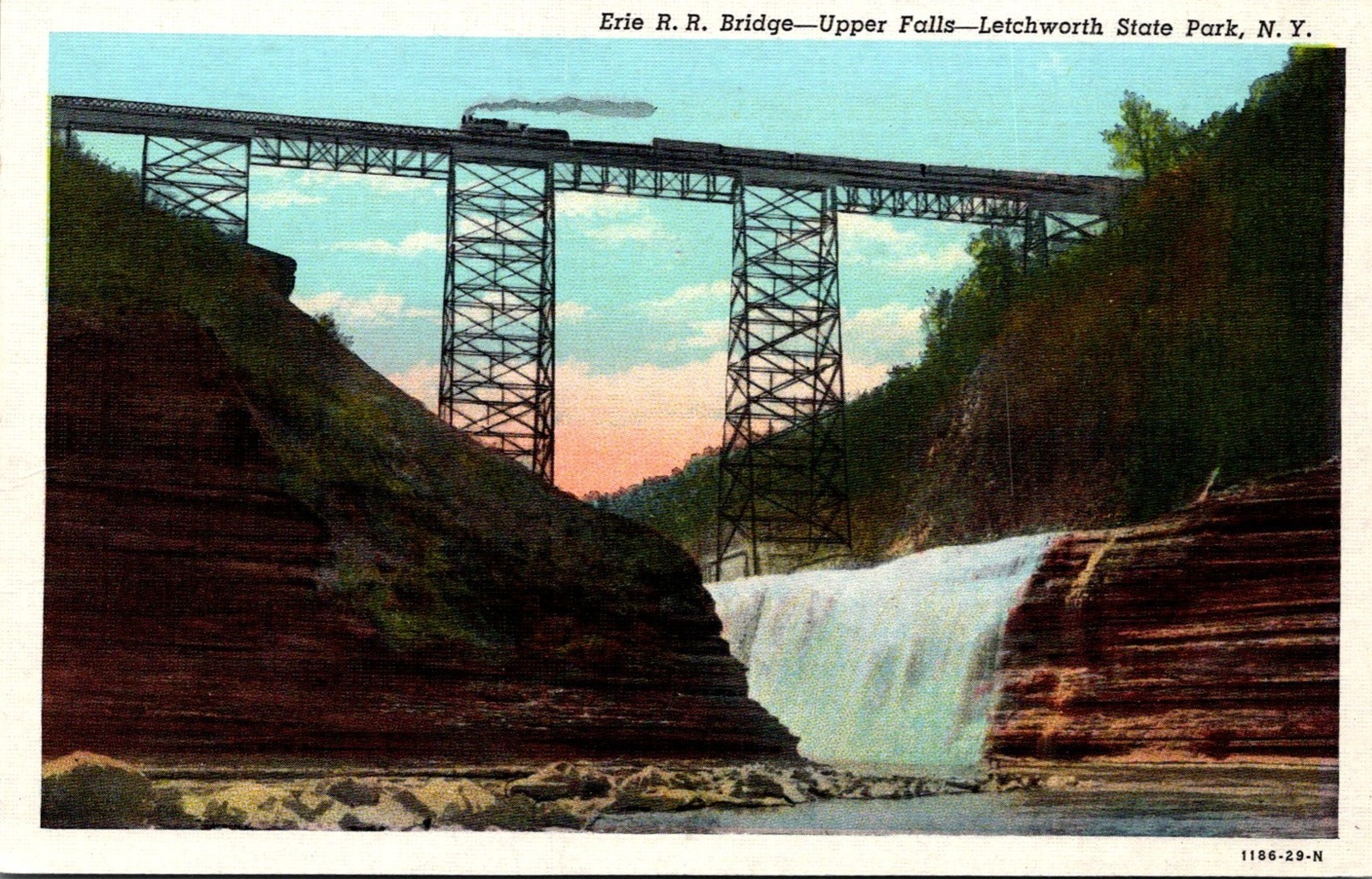 New York Letchworth State Park Erie railroad Bridge At Upper Falls ...