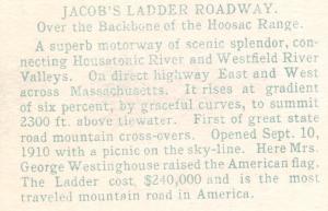 Becket Massachusettts Santan's Elbow-Jacob's Ladder Roadway POSTCARD 1920s