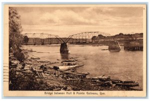 c1940's Bridge Over River Between Hull & Pointe Gatineau Quebec Canada Postcard