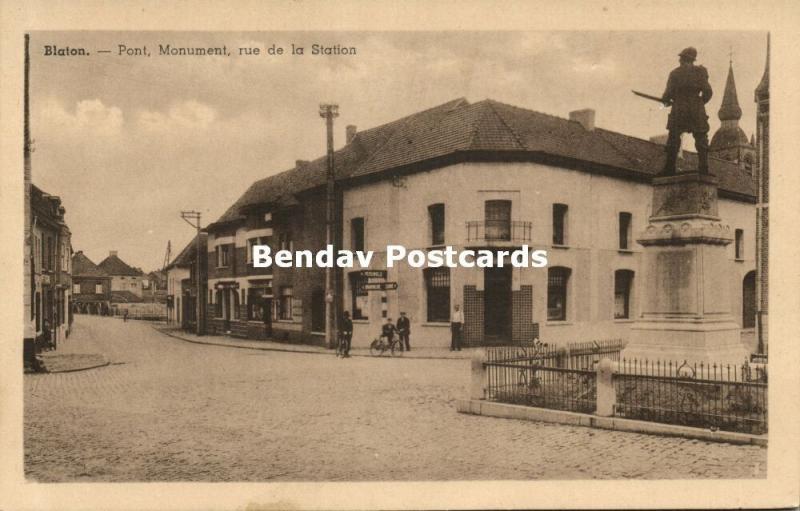 belgium, BLATON, Pont, Monument, Rue de la Station (1930s)