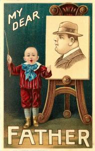 c1907 Embossed Postcard Ser.204 Child & Picture of My Dear Father on Easel