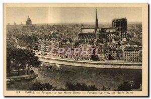 Old Postcard Paris Perspective On Notre Dame