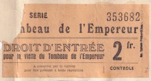 Tombeau De Empereur Tomb Emperor Paris 1950s Ticket