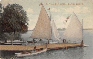 J68/ Buckeye Lake Newark Ohio Postcard c1910 Private Boat Dock Sail 252