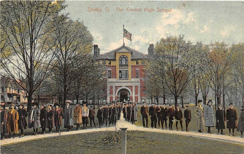 F36/ Shelby Ohio Postcard c1910 Central High School