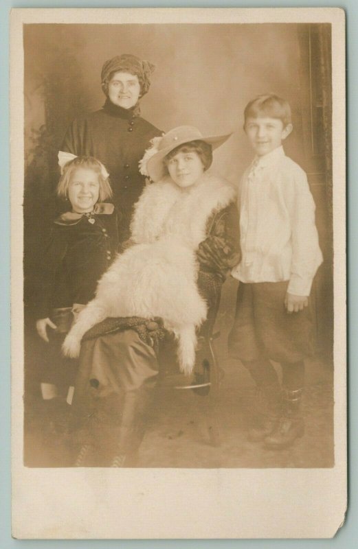RPPC 2 Ladies~Girl & Boy~All Smiling Because Gal Wears Sheepskin? w/Legs? 1910 