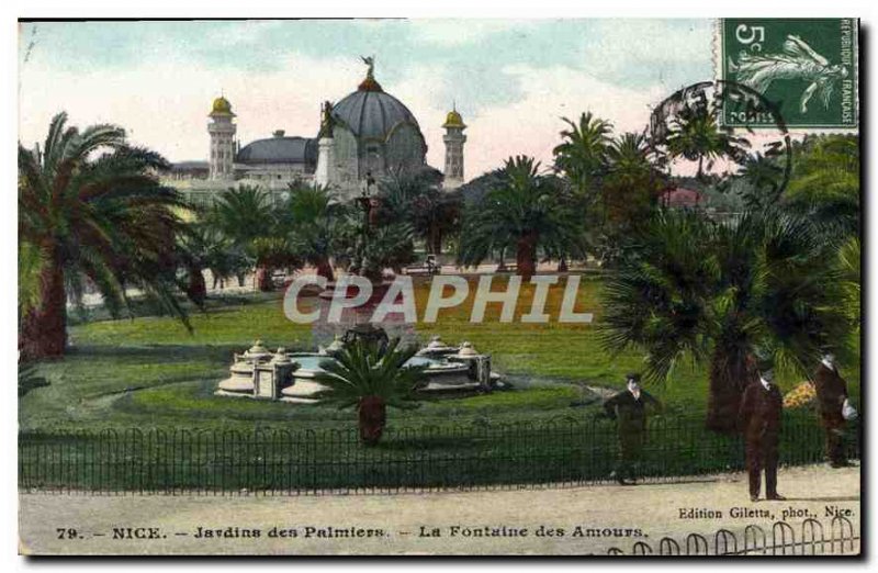 Postcard Old Nice Palms Gardens La Fontaine des Amours