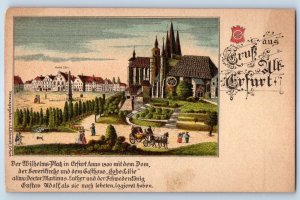 Thuringia Germany Postcard Wilhelms-Platz Cathedral Greetings from Erfurt c1905