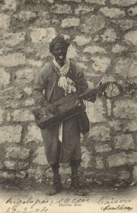 algeria, ORAN, Moorish Gnawa Musician (1904) Postcard