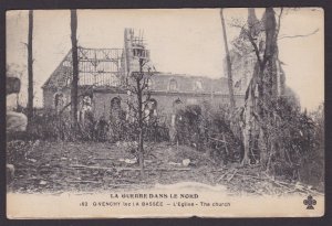 FRANCE, Postcard, Givenchy-lès-la-Bassée, The church, WWI, Used