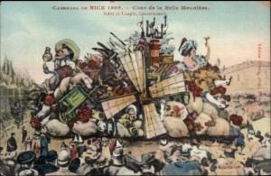 Nice France Carnaval 1909 Elaborate Parade Float Artist Drawn Postcard #4