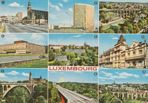 VINTAGE POSTCARD LUXEMBOURG MULT-VIEW MID 1970's WITH 5 FRANC STAMP UNPOSTED