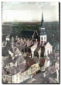 Old Postcard By Plane above Toucy Yonne Church