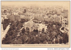 Morocco Casablanca Vue prise de la tour de l'Hotel de Ville Le palais de...