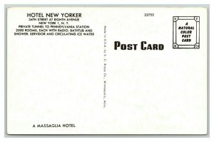 Vintage 1950's Advertising Postcard Hotel New Yorker 34th Street NYC New York