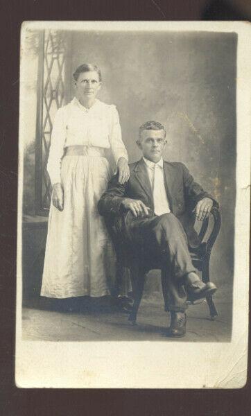 RPPC BOSWELL OKLAHOMA LYDIA HUSBAND FAMILY VINTAGE REAL PHOTO POSTCARD