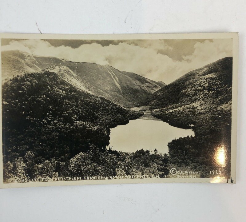 RPPC Postcard Echo Lake Franconia Notch White Mountains NH 1929