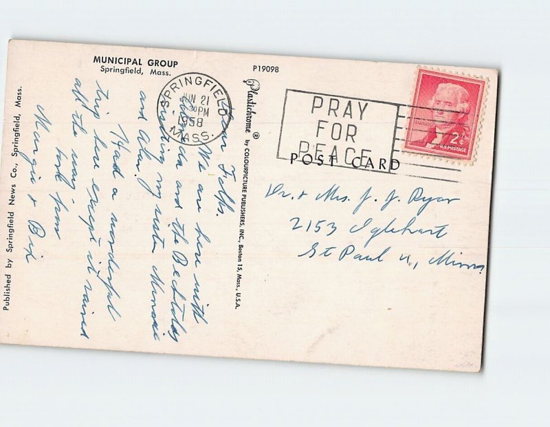 Postcard Municipal Group Springfield Massachusetts USA