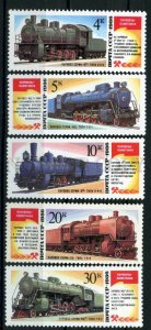 508379 USSR 1986 year steam locomotives monuments stamp set