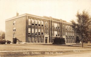 F98/ Fulda Minnesota RPPC Postcard c1930s High School Building