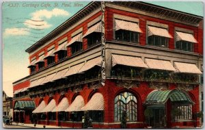 1913 Carlings Cafe Saint Paul Minnesota MN Roadway & Street View Posted Postcard