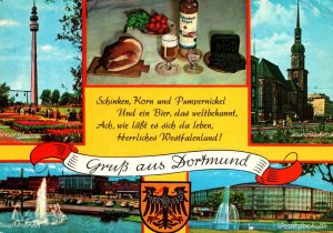VINTAGE CONTINENTAL SIZE POSTCARD GREETINGS FROM DORTMUND GERMANY