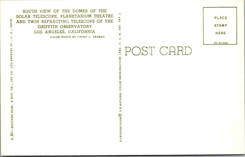 Postcard THEATER SCENE Los Angeles California CA AO6408