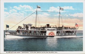 Glass Bottom Boat Emperor Avalon Santa Catalina Island California Postcard C095