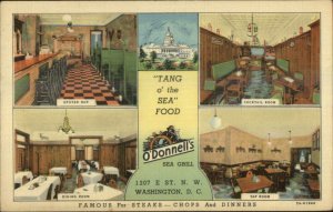 Washington DC O'Donnell's Sea Grill Multi View Linen Postcard