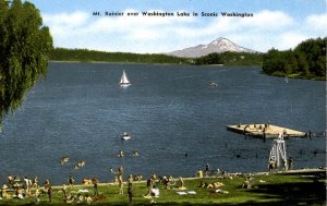 WA - Seattle. Lake Washington, Mt. Rainier